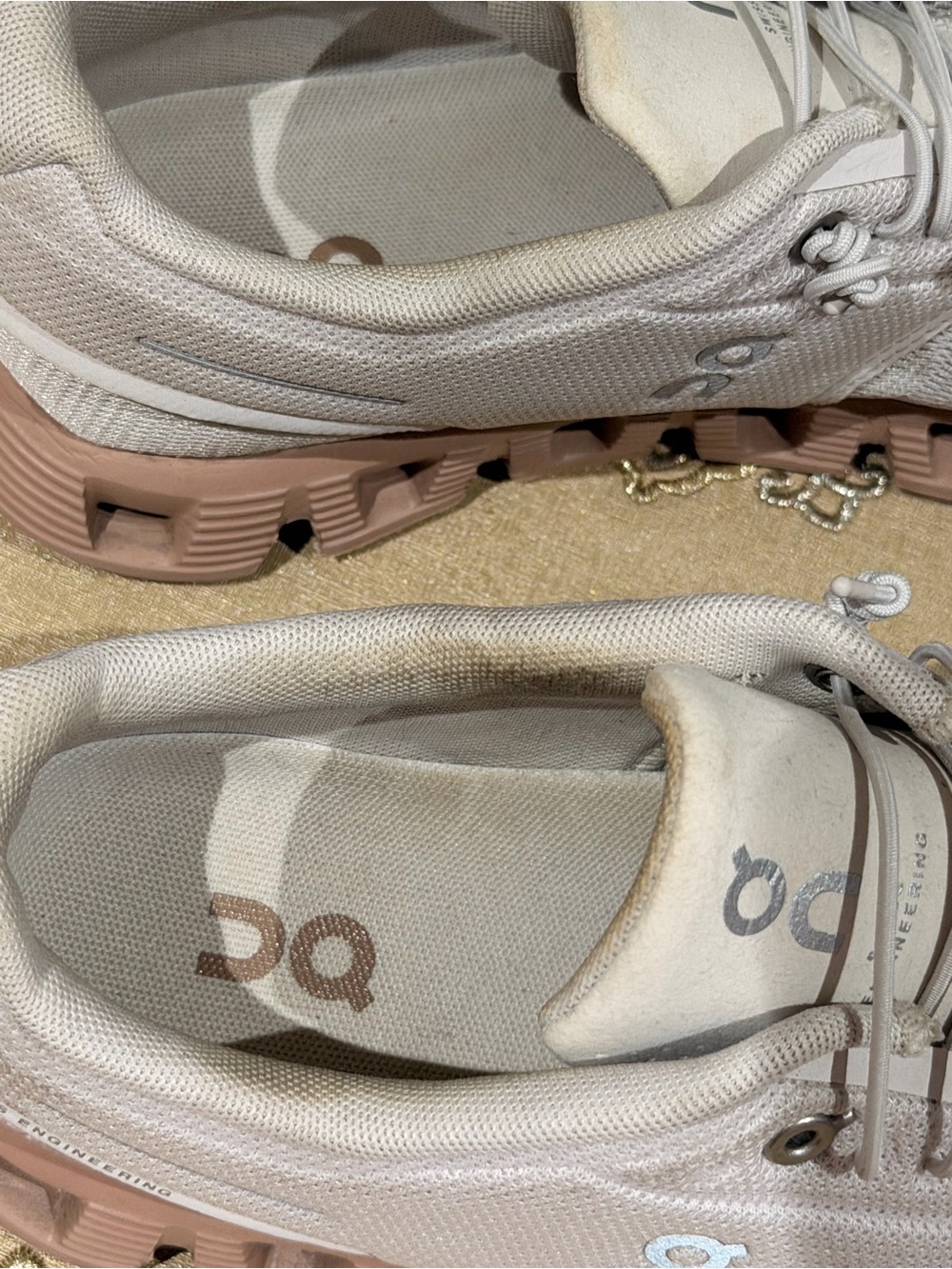On Cloud Women’s Athletic Shoes - Light Gray with Pink Sole - Picture 4 of 8